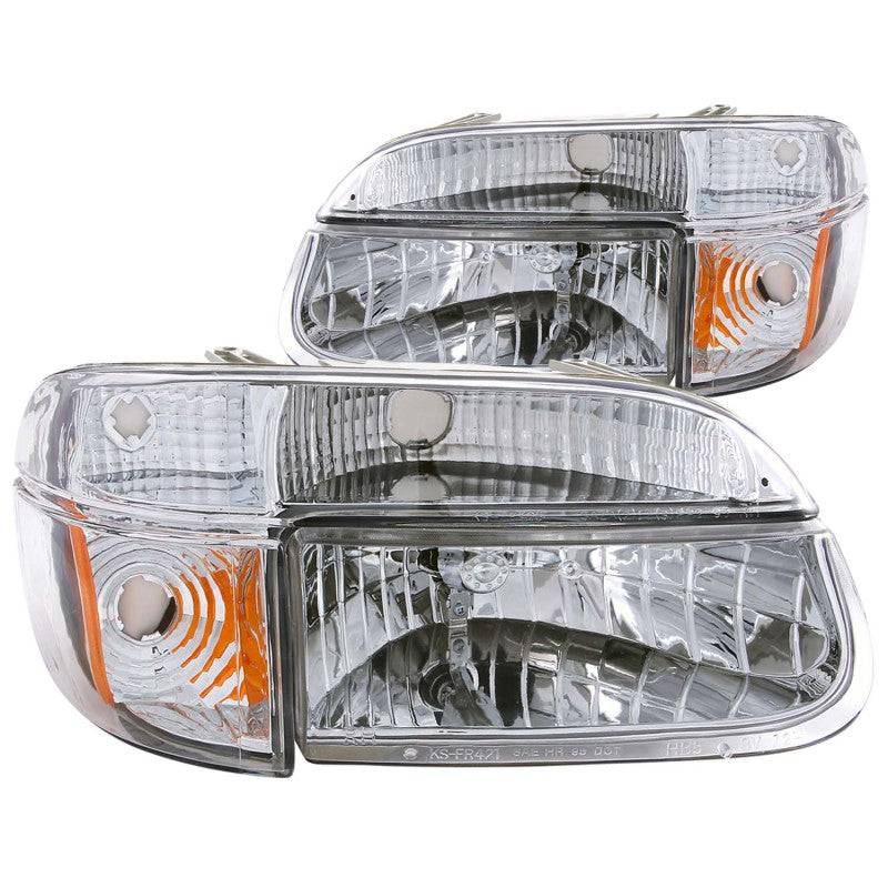 ANZO 1995-2001 Ford Explorer Crystal Headlights Chrome w/ Corner Lights 2pc - Striker Modified