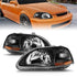 ANZO 1996-1998 Honda Civic Crystal Headlights Black - Striker Modified