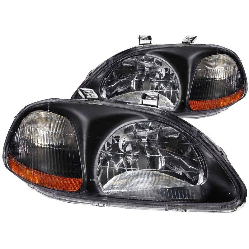 ANZO 1996-1998 Honda Civic Crystal Headlights Black - Striker Modified