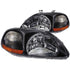 ANZO 1996-1998 Honda Civic Crystal Headlights Black - Striker Modified