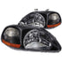 ANZO 1996-1998 Honda Civic Crystal Headlights Black - Striker Modified