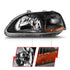 ANZO 1996-1998 Honda Civic Crystal Headlights Black - Striker Modified