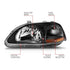 ANZO 1996-1998 Honda Civic Crystal Headlights Black - Striker Modified