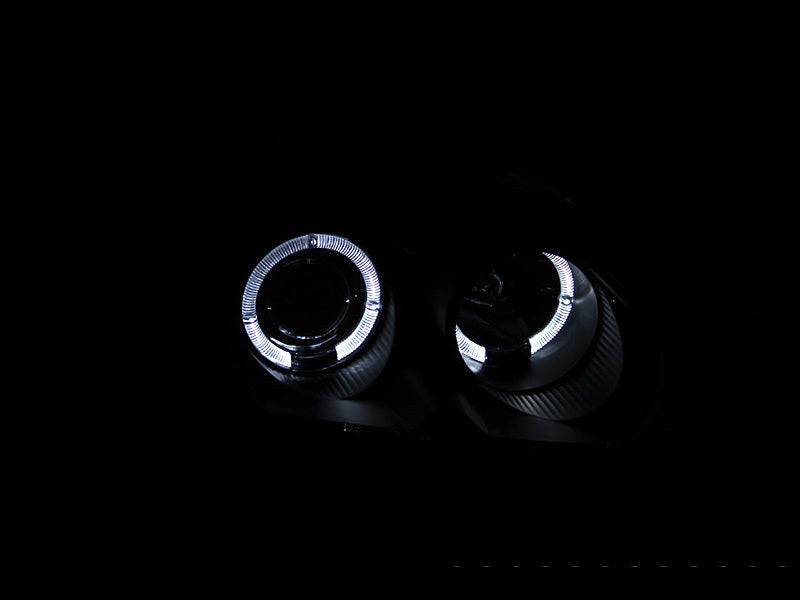 ANZO 1996-1998 Honda Civic Projector Headlights w/ Halo Black - Striker Modified