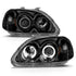 ANZO 1996-1998 Honda Civic Projector Headlights w/ Halo Black - Striker Modified