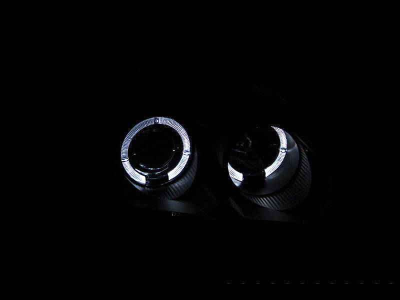 ANZO 1996-1998 Honda Civic Projector Headlights w/ Halo Black - Striker Modified