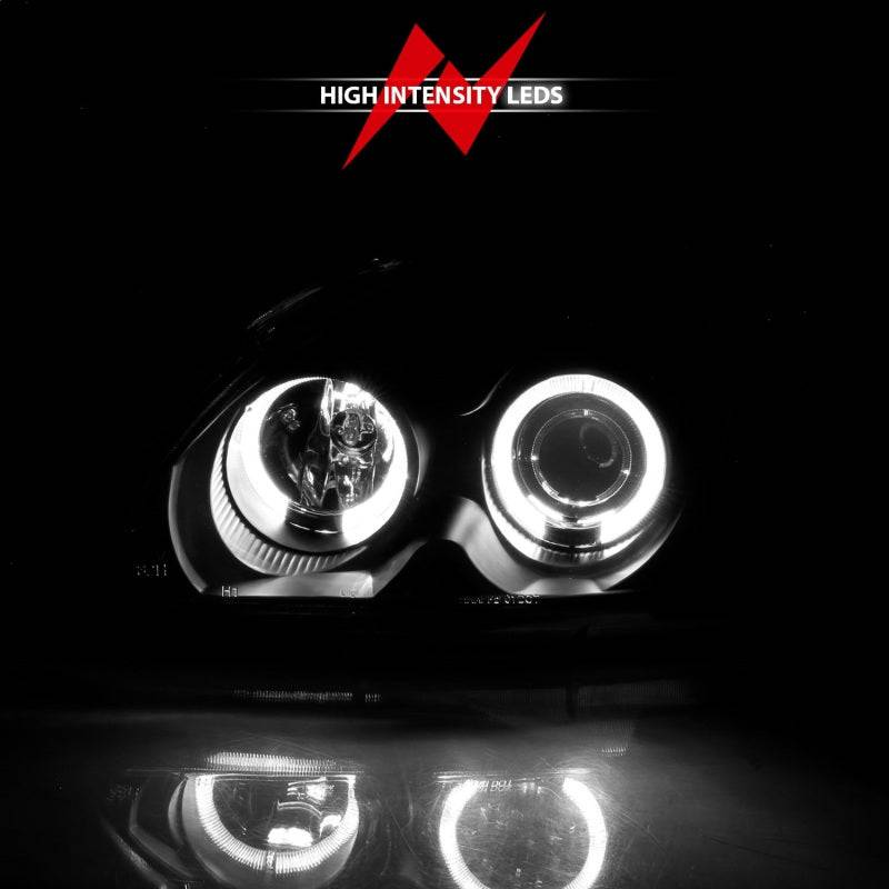 ANZO 1996-1998 Honda Civic Projector Headlights w/ Halo Black - Striker Modified