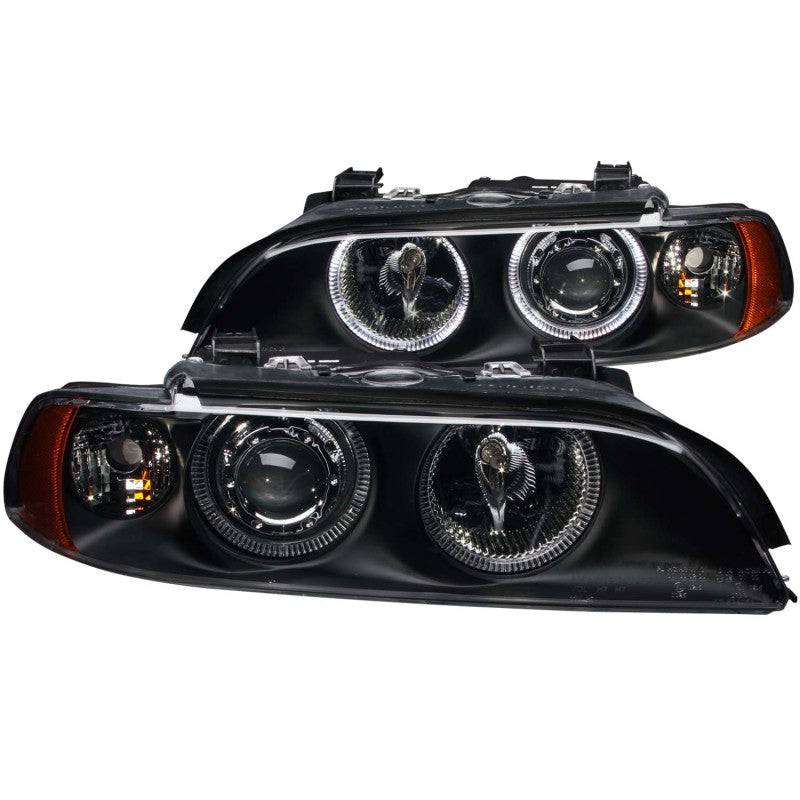 ANZO 1997-2001 BMW 5 Series Projector Headlights w/ Halo Black - Striker Modified