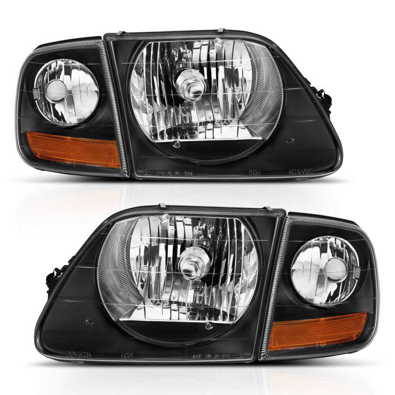 ANZO 1997-2003 Ford F150 Crystal Headlight Black w/ Parking Light - Striker Modified