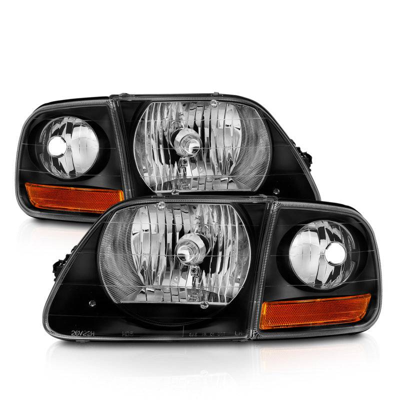 ANZO 1997-2003 Ford F150 Crystal Headlight Black w/ Parking Light - Striker Modified