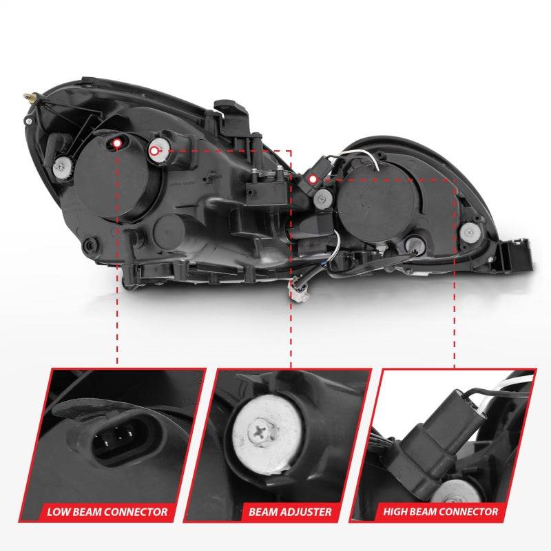 ANZO 1998-2005 Lexus Gs300 Projector Headlights w/ Halo Black - Striker Modified