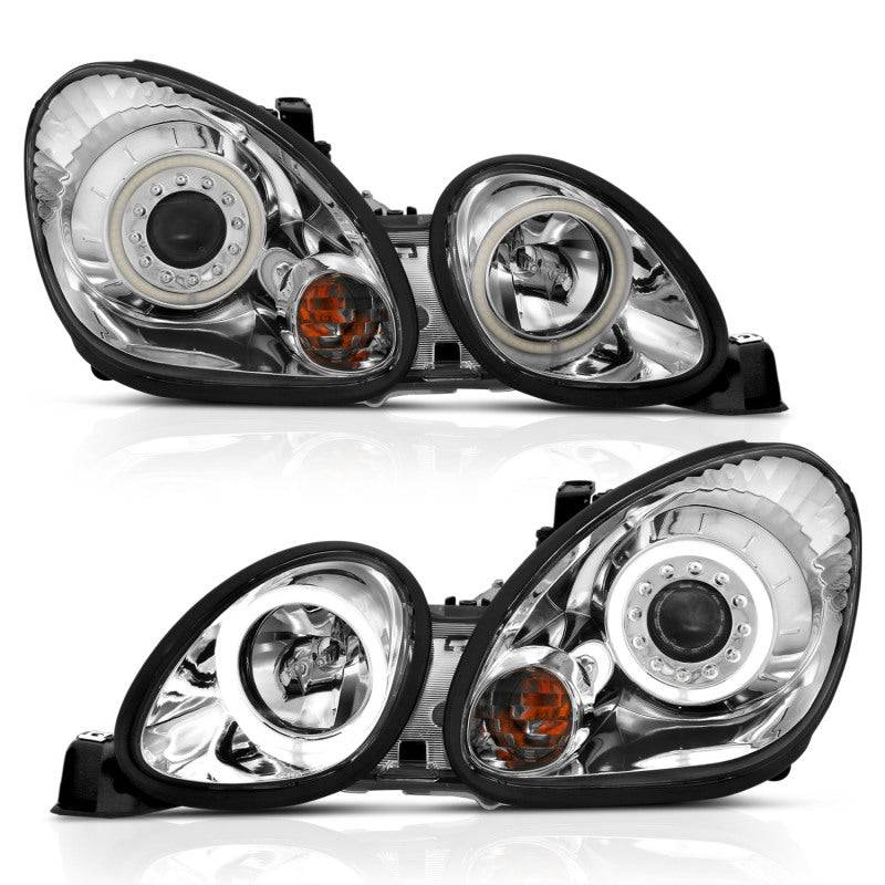 ANZO 1998-2005 Lexus Gs300 Projector Headlights w/ Halo Chrome - Striker Modified