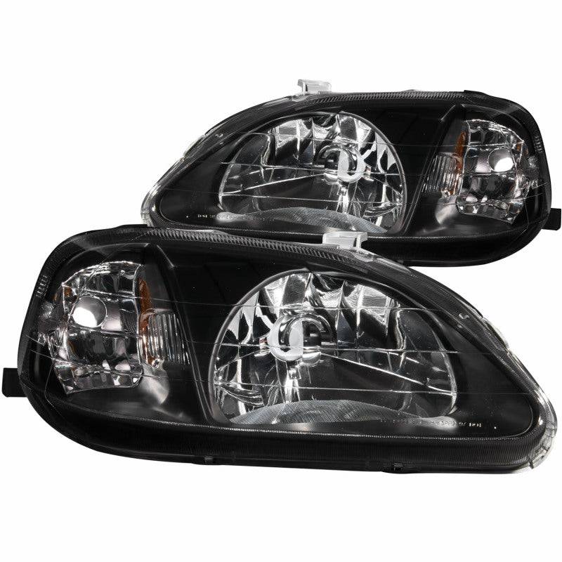 ANZO 1999-2000 Honda Civic Crystal Headlights Black - Striker Modified