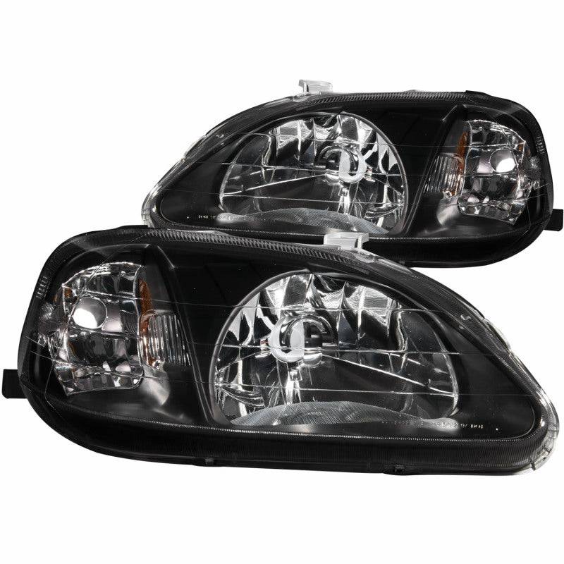 ANZO 1999-2000 Honda Civic Crystal Headlights Black - Striker Modified