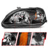 ANZO 1999-2000 Honda Civic Crystal Headlights Black - Striker Modified