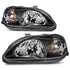 ANZO 1999-2000 Honda Civic Crystal Headlights Black - Striker Modified
