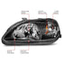 ANZO 1999-2000 Honda Civic Crystal Headlights Black - Striker Modified