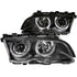 ANZO 1999-2001 BMW 3 Series E46 Projector Headlights w/ Halo Black - Striker Modified