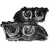 ANZO 1999-2001 BMW 3 Series E46 Projector Headlights w/ Halo Black - Striker Modified