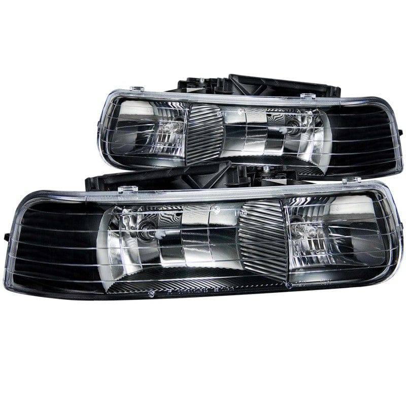 ANZO 1999-2002 Chevrolet Silverado 1500 Crystal Headlights Black - Striker Modified