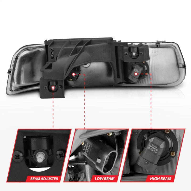 ANZO 1999-2002 Chevrolet Silverado 1500 Crystal Headlights Chrome - Striker Modified