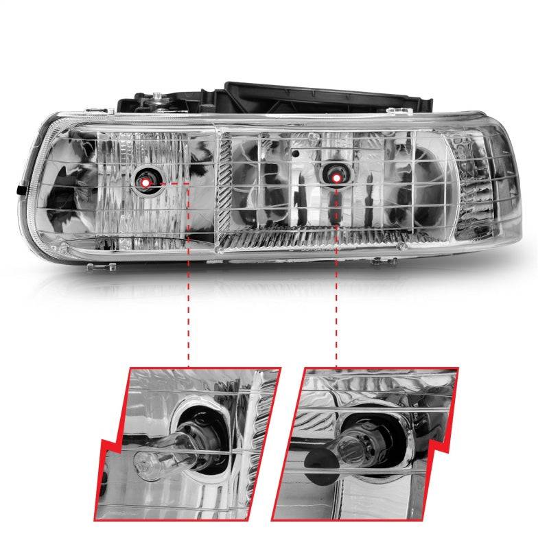 ANZO 1999-2002 Chevrolet Silverado 1500 Crystal Headlights Chrome - Striker Modified