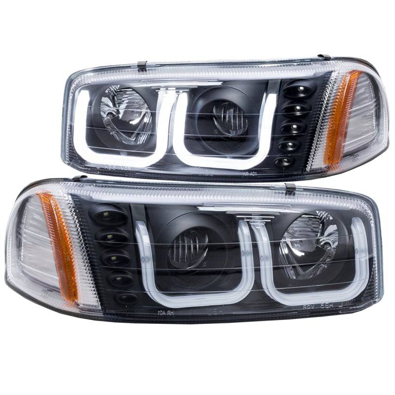 ANZO 1999-2006 Gmc Sierra 1500 Projector Headlights w/ U-Bar Black - Striker Modified