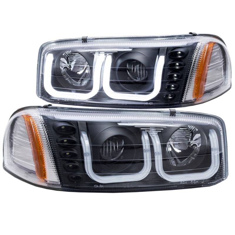 ANZO 1999-2006 Gmc Sierra 1500 Projector Headlights w/ U-Bar Black - Striker Modified