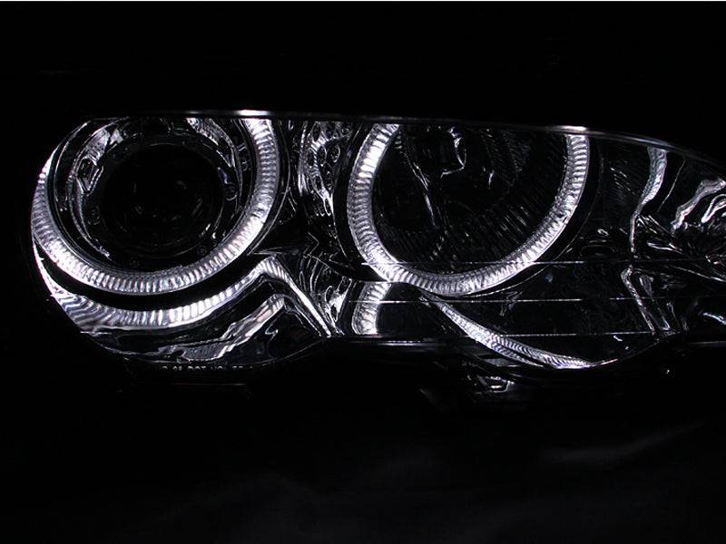 ANZO 2000-2003 BMW 3 Series E46 Projector Headlights w/ Halo Chrome - Striker Modified