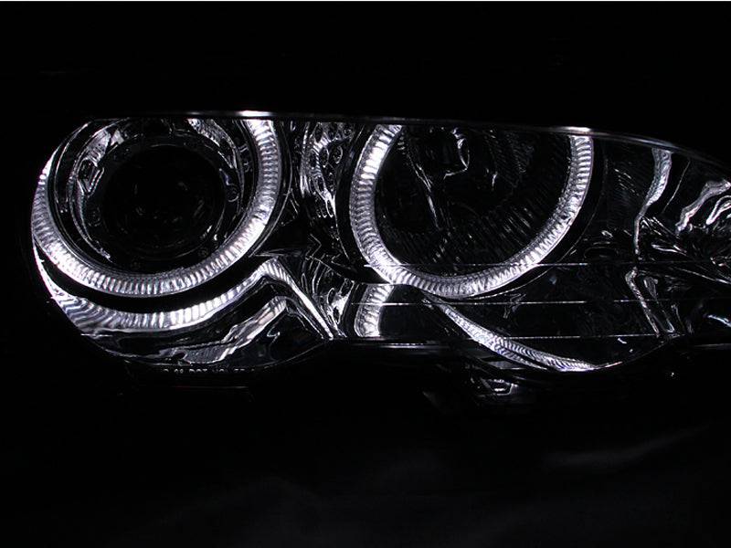 ANZO 2000-2003 BMW 3 Series E46 Projector Headlights w/ Halo Chrome - Striker Modified