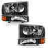 ANZO 2000-2004 Ford Excursion Crystal Headlight w/ Corner Light Black Amber (w/o Bulb) - Striker Modified