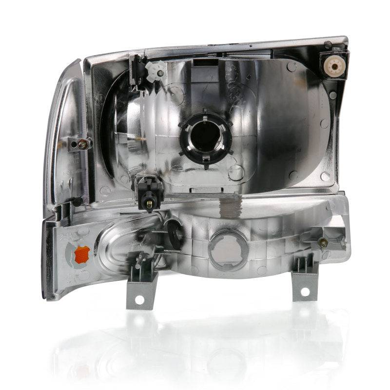 ANZO 2000-2004 Ford Excursion Crystal Headlight w/ Corner Light Black Amber (w/o Bulb) - Striker Modified
