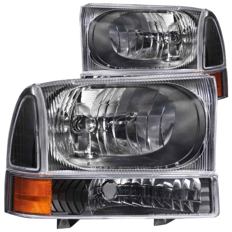 ANZO 2000-2004 Ford Excursion Crystal Headlights Black - Striker Modified