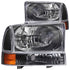 ANZO 2000-2004 Ford Excursion Crystal Headlights Black - Striker Modified
