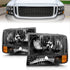 ANZO 2000-2004 Ford Excursion Crystal Headlights Black - Striker Modified