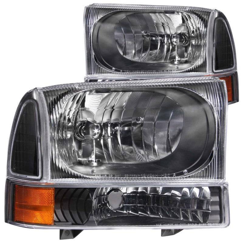 ANZO 2000-2004 Ford Excursion Crystal Headlights Black - Striker Modified