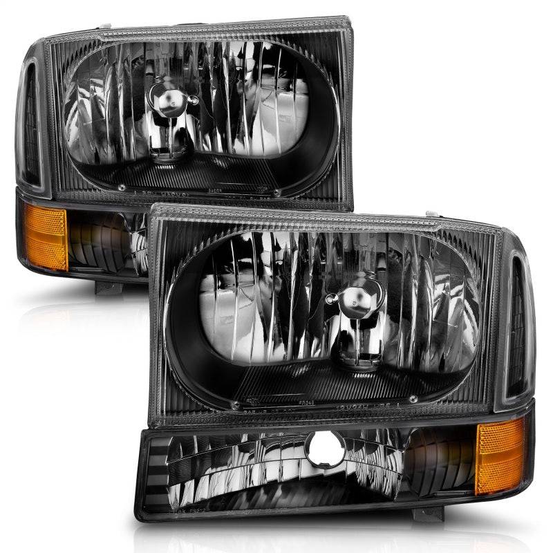 ANZO 2000-2004 Ford Excursion Crystal Headlights Black - Striker Modified