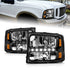 ANZO 2000-2004 Ford Excursion Crystal Headlights Black w/ LED 1pc - Striker Modified