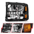 ANZO 2000-2004 Ford Excursion Crystal Headlights Black w/ LED 1pc - Striker Modified