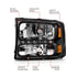 ANZO 2000-2004 Ford Excursion Crystal Headlights Black w/ LED 1pc - Striker Modified