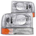 ANZO 2000-2004 Ford Excursion Crystal Headlights Chrome w/ Corner Lights 2pc - Striker Modified