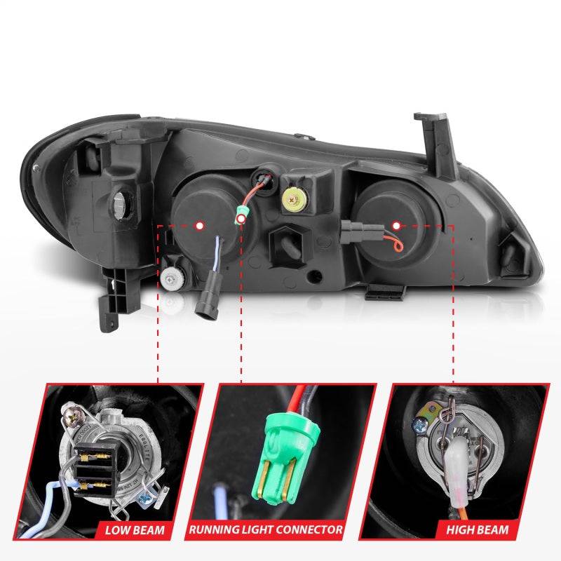 ANZO 2000-2004 Infiniti I30 Projector Headlights w/ Halo Chrome - Striker Modified