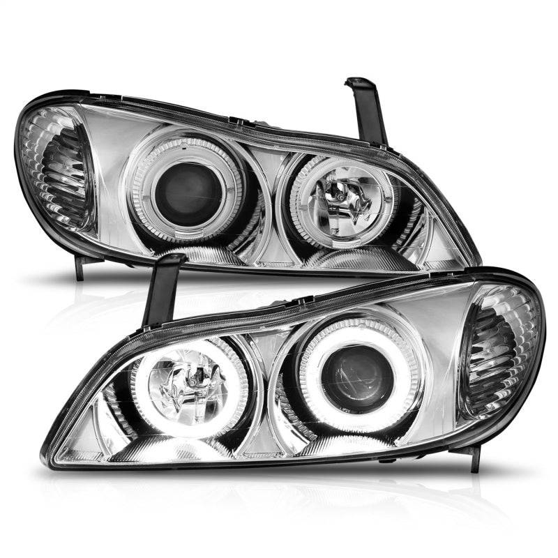 ANZO 2000-2004 Infiniti I30 Projector Headlights w/ Halo Chrome - Striker Modified