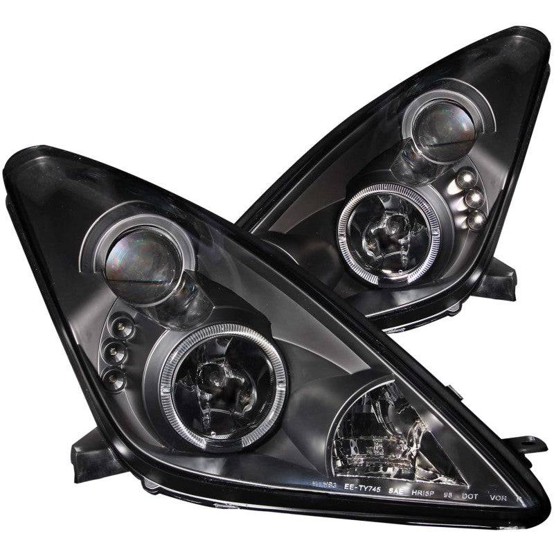 ANZO 2000-2005 Toyota Celica Projector Headlights w/ Halo Black - Striker Modified