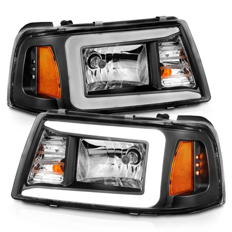 ANZO 2001-2011 Ford Ranger Crystal Headlights w/ Light Bar Black Housing - Striker Modified