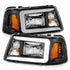 ANZO 2001-2011 Ford Ranger Crystal Headlights w/ Light Bar Black Housing - Striker Modified