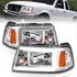 ANZO 2001-2011 Ford Ranger Crystal Headlights w/ Light Bar Chrome Housing - Striker Modified