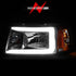 ANZO 2001-2011 Ford Ranger Crystal Headlights w/ Light Bar Chrome Housing - Striker Modified