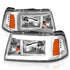 ANZO 2001-2011 Ford Ranger Crystal Headlights w/ Light Bar Chrome Housing - Striker Modified