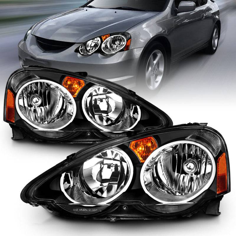 ANZO 2002-2004 Acura Rsx Crystal Headlights Black - Striker Modified